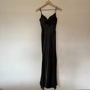 Vintage Y2K Cache Formal Maxi Satin Black Dress Size 0/1